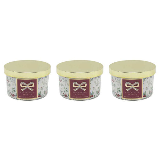 Picture of MADELAINE XMAS CANDLE 3PC SET RED
